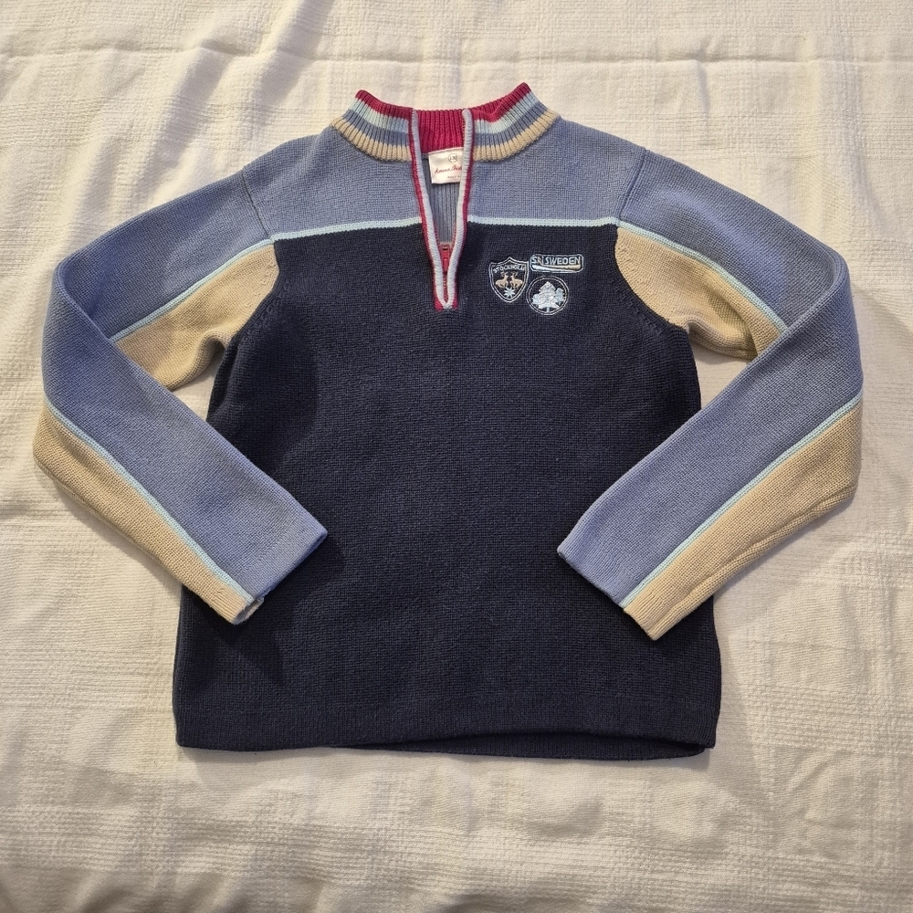 Hanna Andersson size 130 or 8 boys pullover sweater 1/4 zipper VGUC
